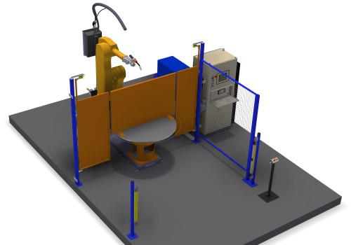 Wizualizacja stanowiska zrobotyzowanego do spawania drobnych podzespołów stalowych